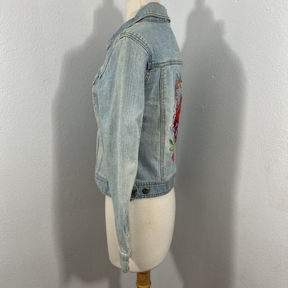 Childrens Place Jean Jacket Womens 14 Fairy Embroidered Denim BohoY2K - Picture 3 of 8